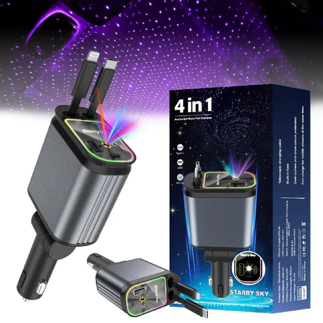 Chargeur voiture 4 In 1 Starry Sky - إكسسوارات السيارة بالجملة Errayhany Grossiste المغرب