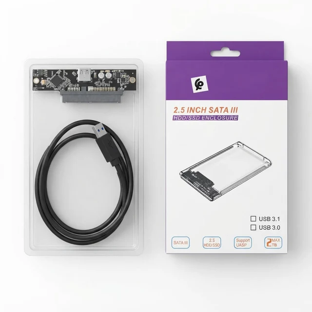 علبة قرص صلب خارجي USB 3.0 لـ SSD/HDD SATA III بحجم 2.5 بوصة - تركيب سهل - تخزين بالجملة Errayhany Grossiste المغرب