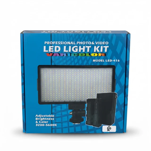 مجموعة إضاءة LED احترافية VariColor للتصوير الفوتوغرافي والفيديو - موديل LED-416، سطوع ولون قابلان للتعديل - إضاءة بالجملة Errayhany Grossiste المغرب
