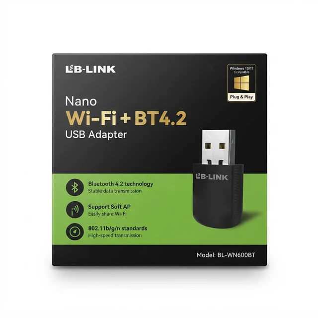 محول USB نانو Wi-Fi + بلوتوث 4.2 LB-LINK BL-WN600BT متوافق مع ويندوز 10/11 و Plug & Play - شبكات بالجملة Errayhany Grossiste المغرب
