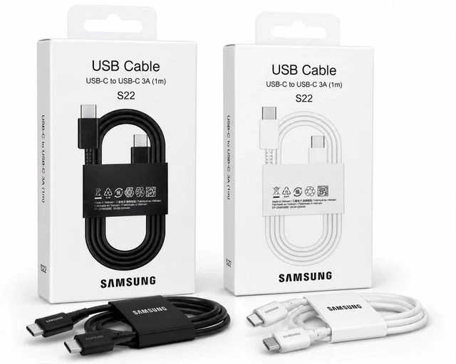 كابل USB-C إلى USB-C سامسونج S22 أصلي 3 أمبير (1 متر) – شحن سريع ومزامنة - كابلات بالجملة Errayhany Grossiste المغرب