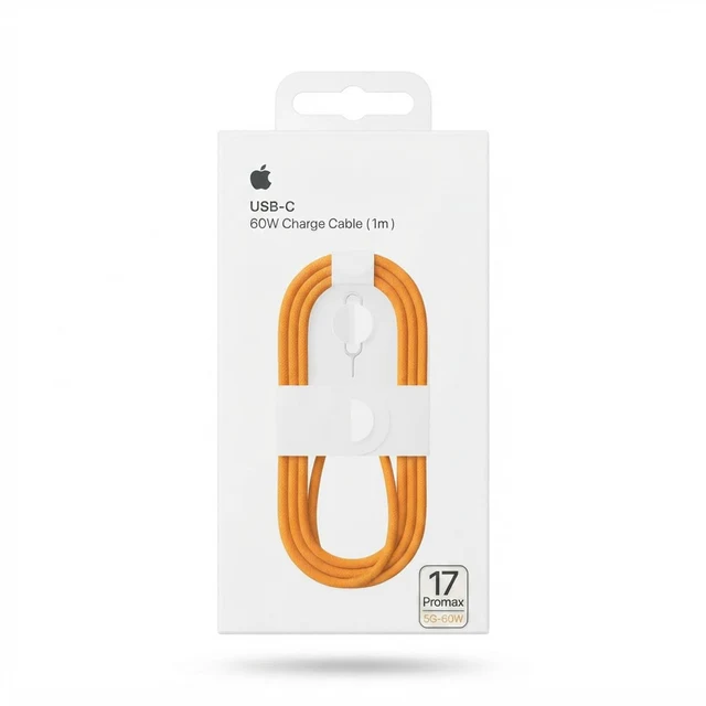 كابل شحن USB-C بقوة 60 واط لهاتف آيفون 17 برو ماكس (1 متر) - برتقالي - كابلات بالجملة Errayhany Grossiste المغرب
