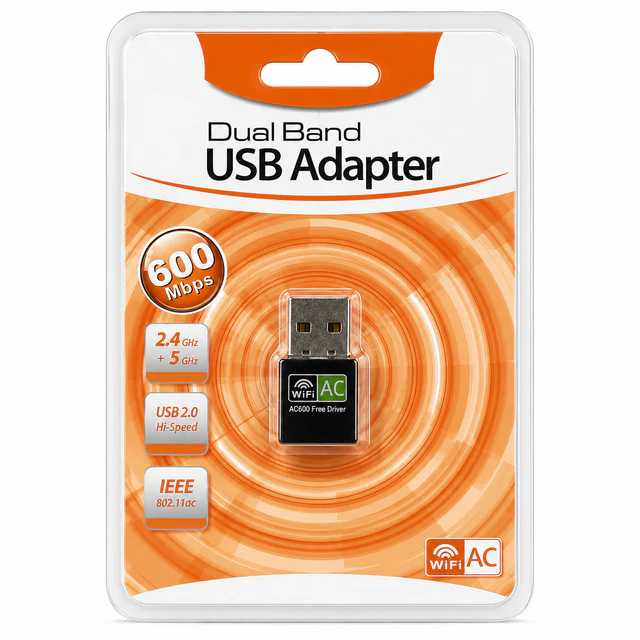 محول USB واي فاي ثنائي النطاق 600 ميجابت في الثانية – محول لاسلكي عالي السرعة 2.4/5 جيجاهرتز للكمبيوتر المحمول - عام بالجملة Errayhany Grossiste المغرب