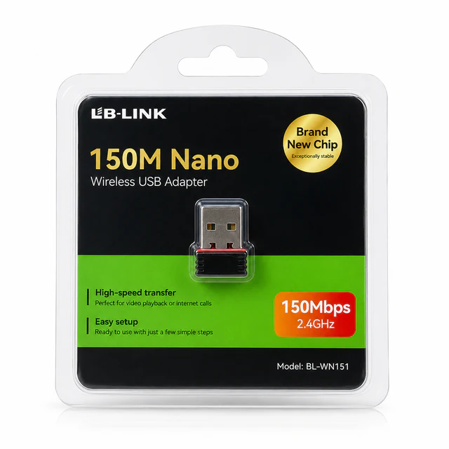 محول USB واي فاي LB-LINK 150M Nano BL-WN151 - مفتاح واي فاي عالي السرعة للكمبيوتر - عام بالجملة Errayhany Grossiste المغرب
