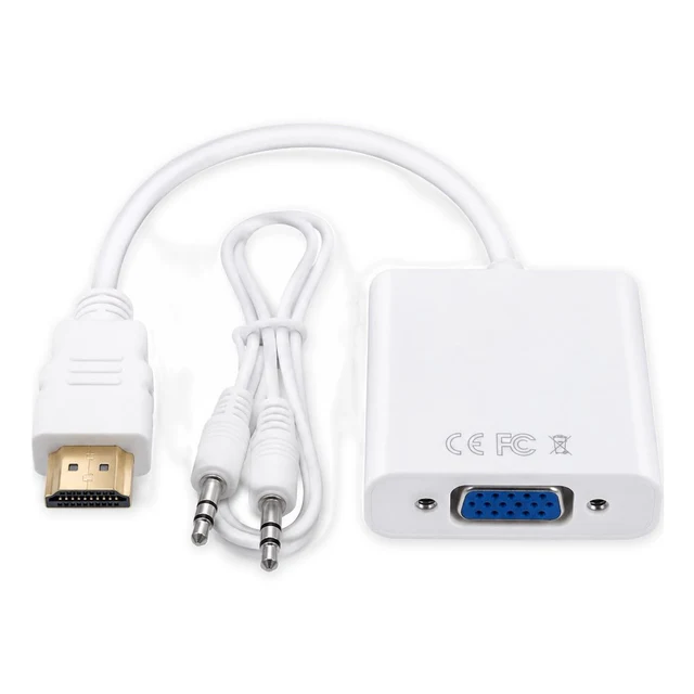 محول HDMI إلى VGA 1080P مع صوت 3.5 مم - محول فيديو للكمبيوتر، الكونسول، وصندوق التلفزيون - محولات وHUB بالجملة Errayhany Grossiste المغرب