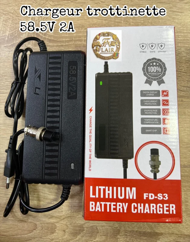 CHARGEUR TROTINETTE LITHIUM BATTERY CHARGER FD-S3 DA58.5V 2A - شواحن بالجملة Errayhany Grossiste المغرب