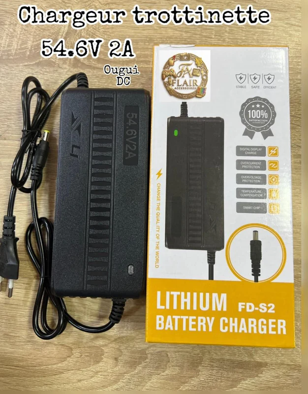 CHARGEUR TROTINETTE LITHIUM BATTERY CHARGER FD-S2 OUGUI DC DA54.6V 2A - شواحن بالجملة Errayhany Grossiste المغرب