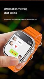 Montre intelligente AMOLED orange avec support SIM et étanchéité