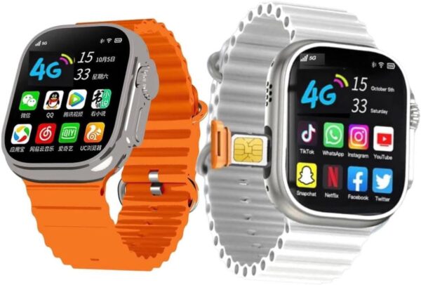 Découvrez la montre intelligente AMOLED orange, étanche et avec support SIM. Suivez votre activité et restez connecté au quotidien. Achetez-la maintenant!