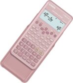 Découvrez notre calculatrice scientifique rose avec fonctions trigonométriques et statistiques. Achetez maintenant pour des calculs précis et rapides !