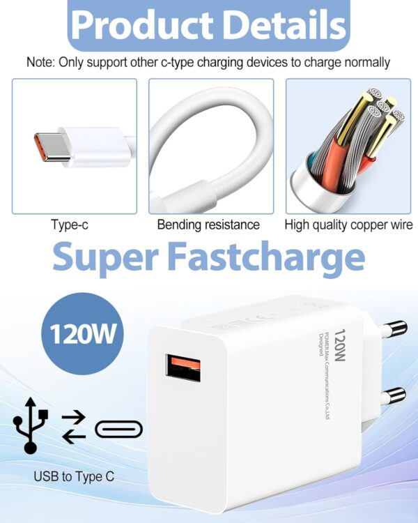 Profitez d'une charge rapide Turbo 120W sûre et efficace. Câble USB-C inclus. Achetez maintenant pour recharger vos appareils rapidement et en toute sécurité.