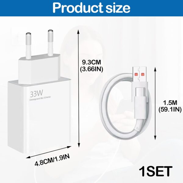 Découvrez le chargeur rapide USB C 33W avec câble 1,5m, compatible Xiaomi et Redmi. Chargez vite et en toute sécurité vos appareils. Achetez maintenant !