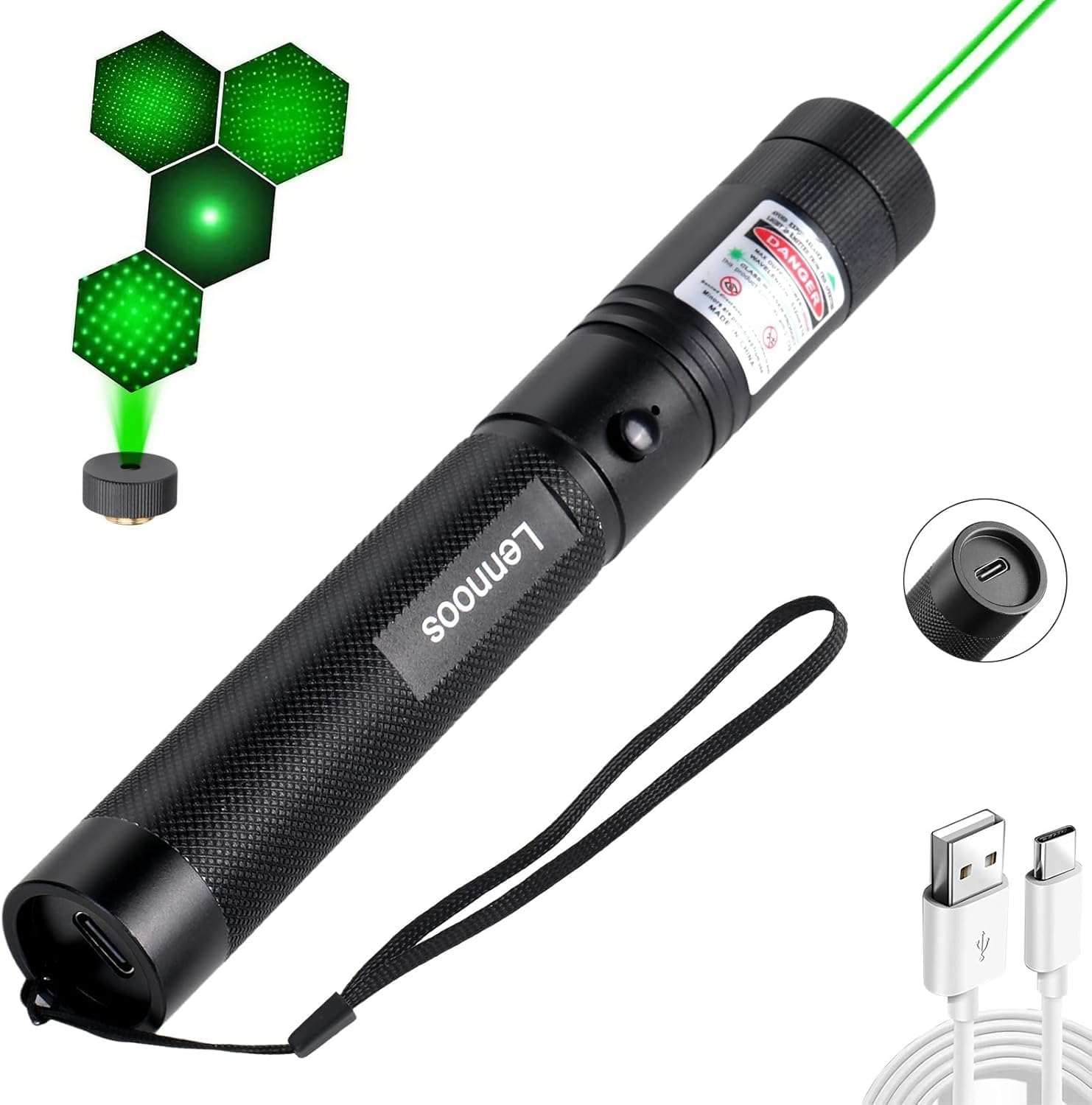 Pointeur laser vert USB-C rechargeable - portée longue 1400m Découvrez le pointeur vert rechargeable USB-C avec faisceau puissant. Parfait pour astronomie, présentations et aventures. Achetez-le dès maintenant!