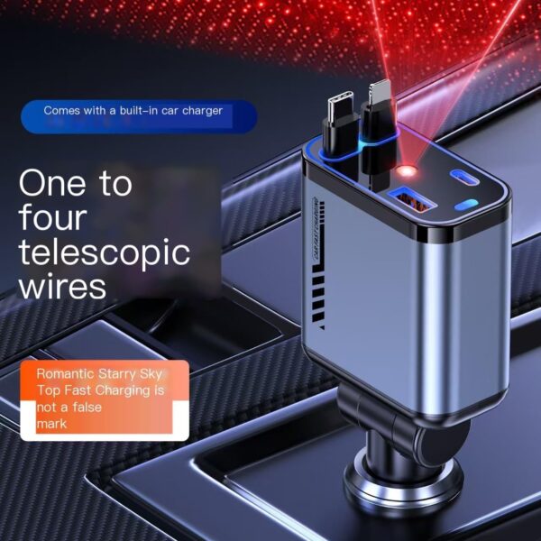 Découvrez notre chargeur voiture ciel étoilé USB-C 120W à double port. Rechargez vite vos appareils en voyage. Commandez-le maintenant !