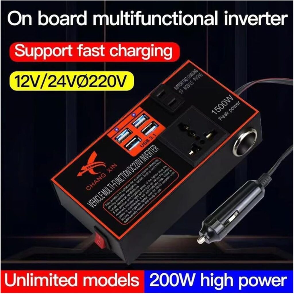 Convertisseur 12V-24V vers 110V-220V avec port USB rapide. Profitez d'une charge sûre et pratique en voiture. Achetez maintenant !