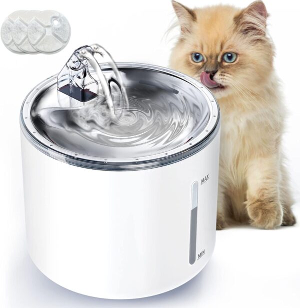 Découvrez notre fontaine à eau inox silencieuse avec triple filtre. Offrez à vos chiens et chats une eau pure et fraîche. Achetez maintenant !