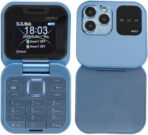 Téléphone portable à clapet double SIM - Écran clair bleu