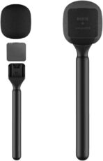 Poignée de microphone portable ergonomique avec housse anti-vent