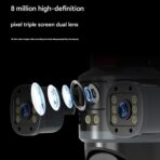 Caméra dôme solaire 4G triple objectif - Vision nocturne couleur