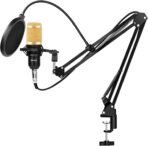 Découvrez la carte son V8 avec micro condensateur et support réglable. Enregistrez un son professionnel dès maintenant !