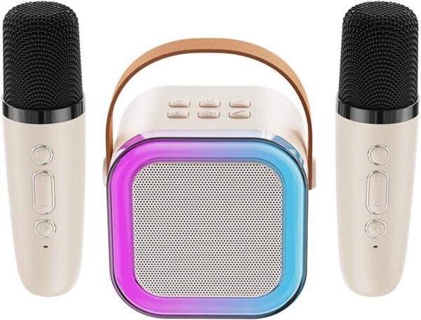 Découvrez la machine karaoké portable sans fil Bluetooth avec lumières RGB et micro. Profitez d'un son puissant et clair, commandez la vôtre maintenant !