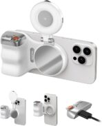 Créez selfies et vidéos pro avec cette poignée smartphone ergonomique et lampe annulaire magnétique. Commandez votre kit polyvalent dès maintenant !
