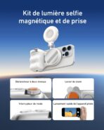 Poignée smartphone ergonomique avec lampe annulaire 360°
