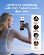 Créez selfies et vidéos pro avec cette poignée smartphone ergonomique et lampe annulaire magnétique. Commandez votre kit polyvalent dès maintenant !